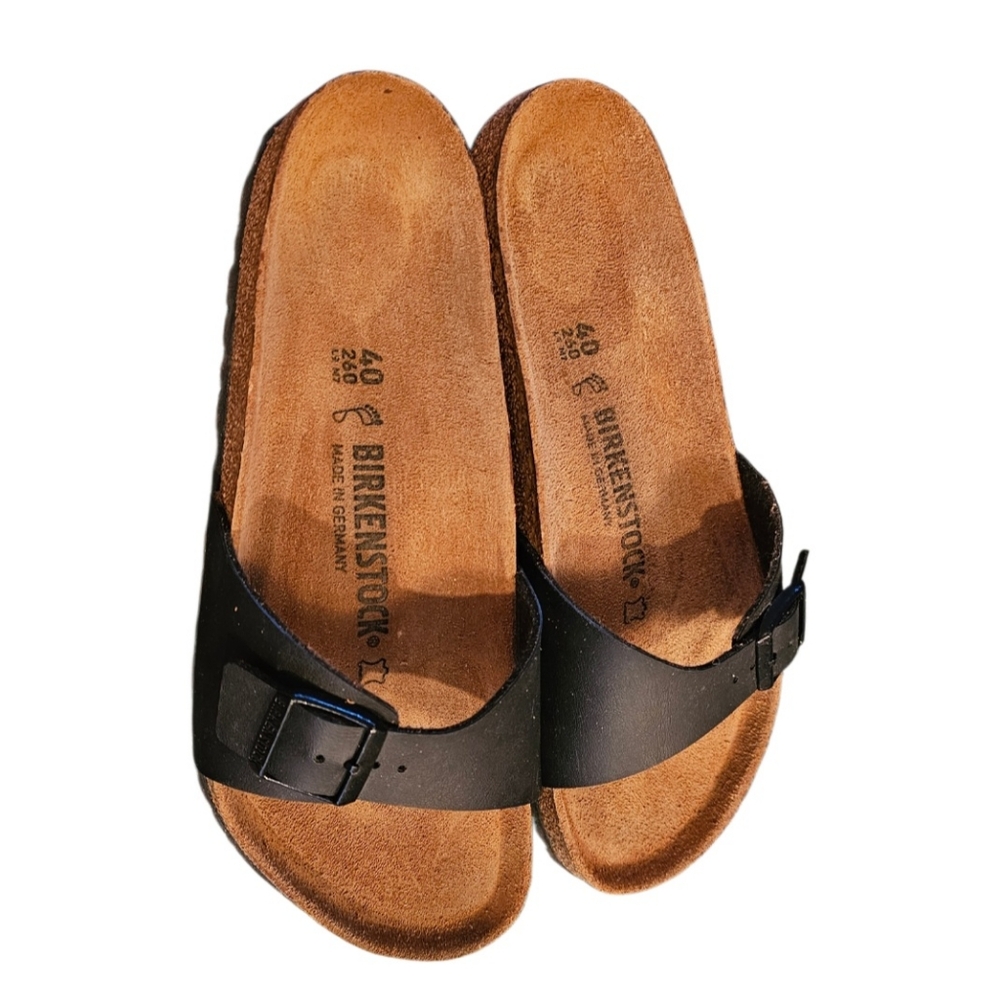 Birkenstock Madrid Birko-Flor Sandals Shoes Black Size 40/9 - Picture 3 of 8
